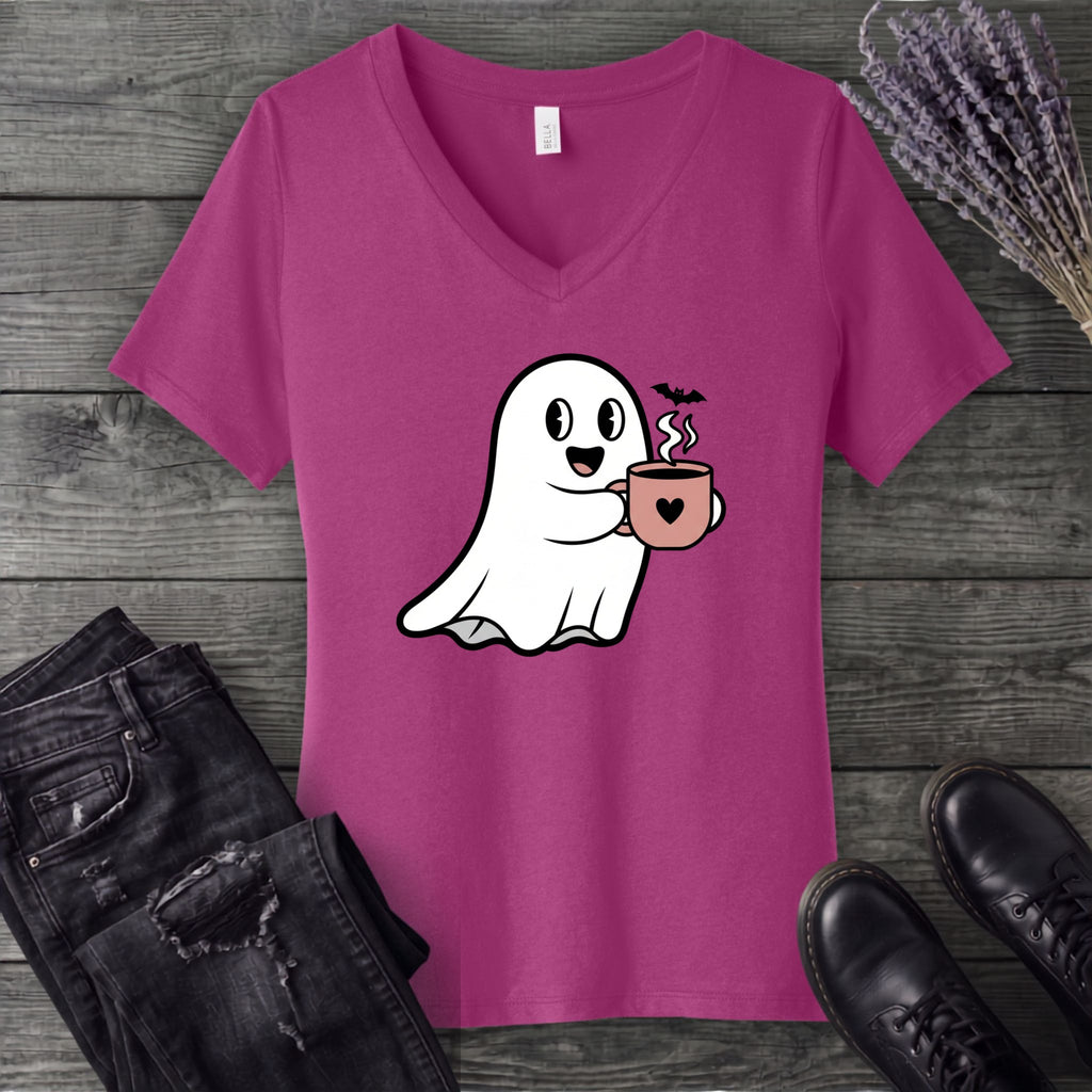 Ghost Heart Coffee V-Neck T-Shirt