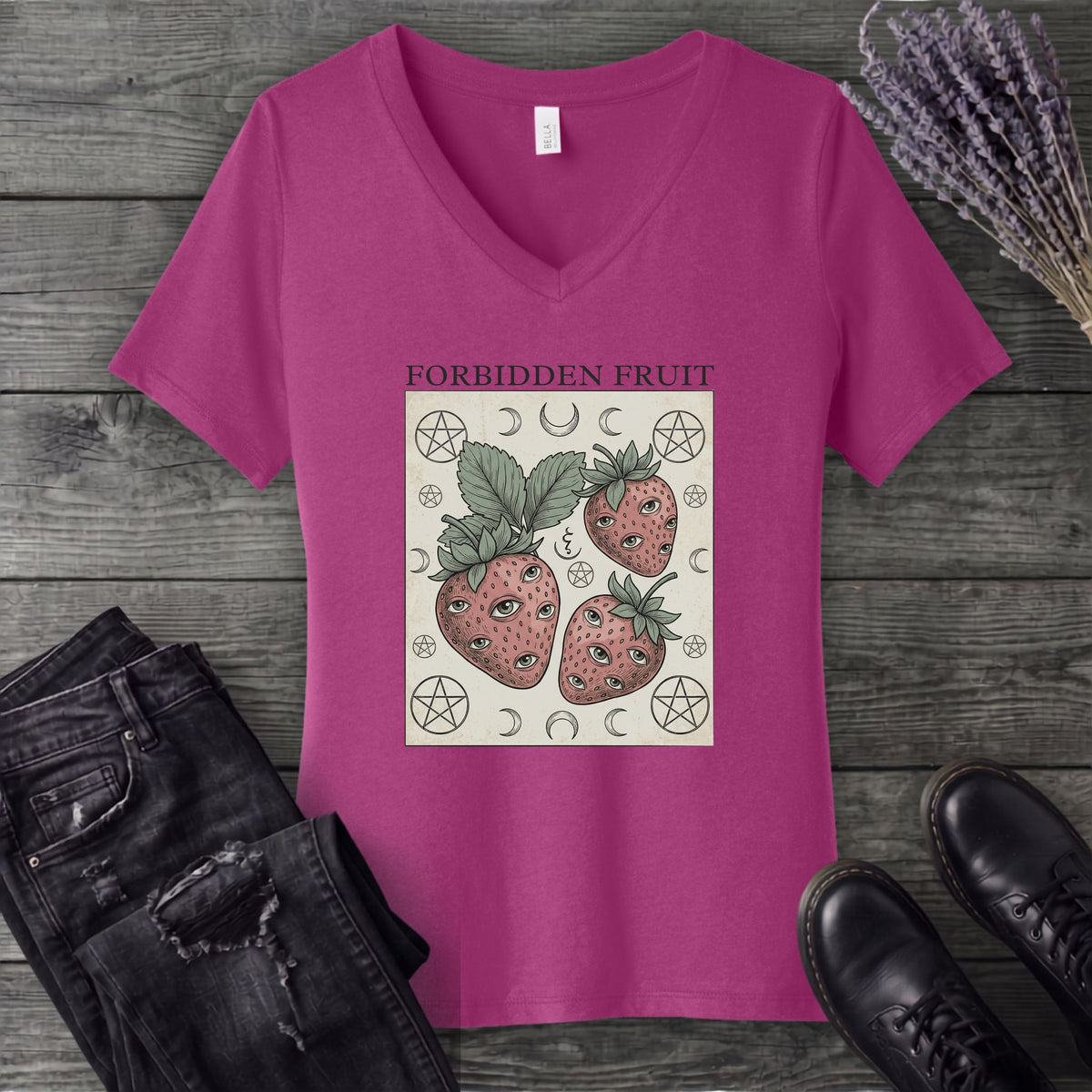 Forbidden Fruit Strawberries V-Neck T-Shirt