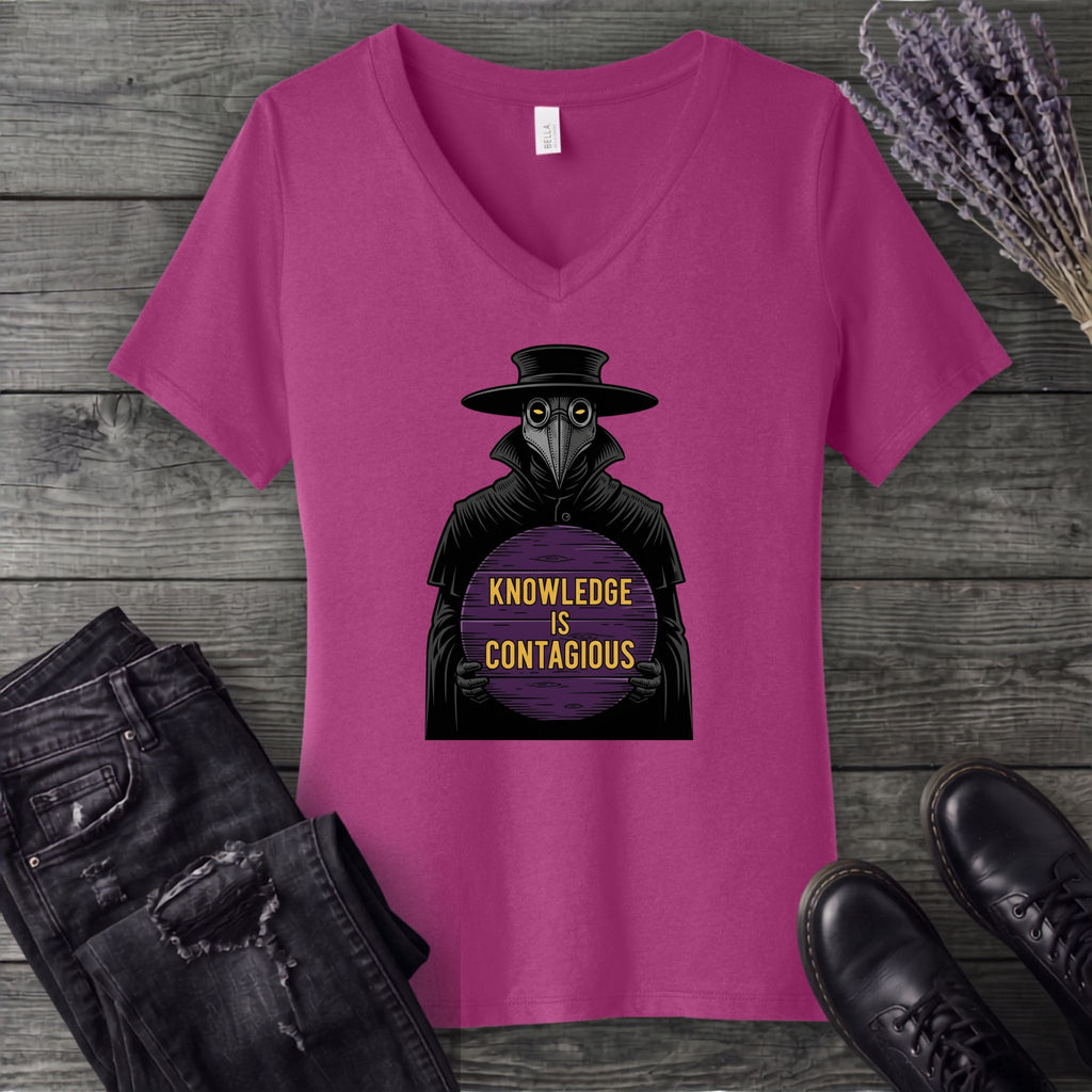 Plague Doctor Knowledge Is Contageous V-Neck T-Shirt