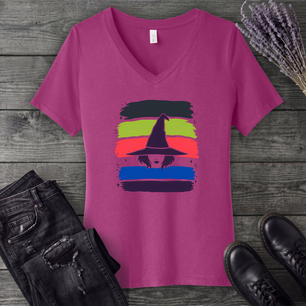 Witch Stripes V-Neck T-Shirt