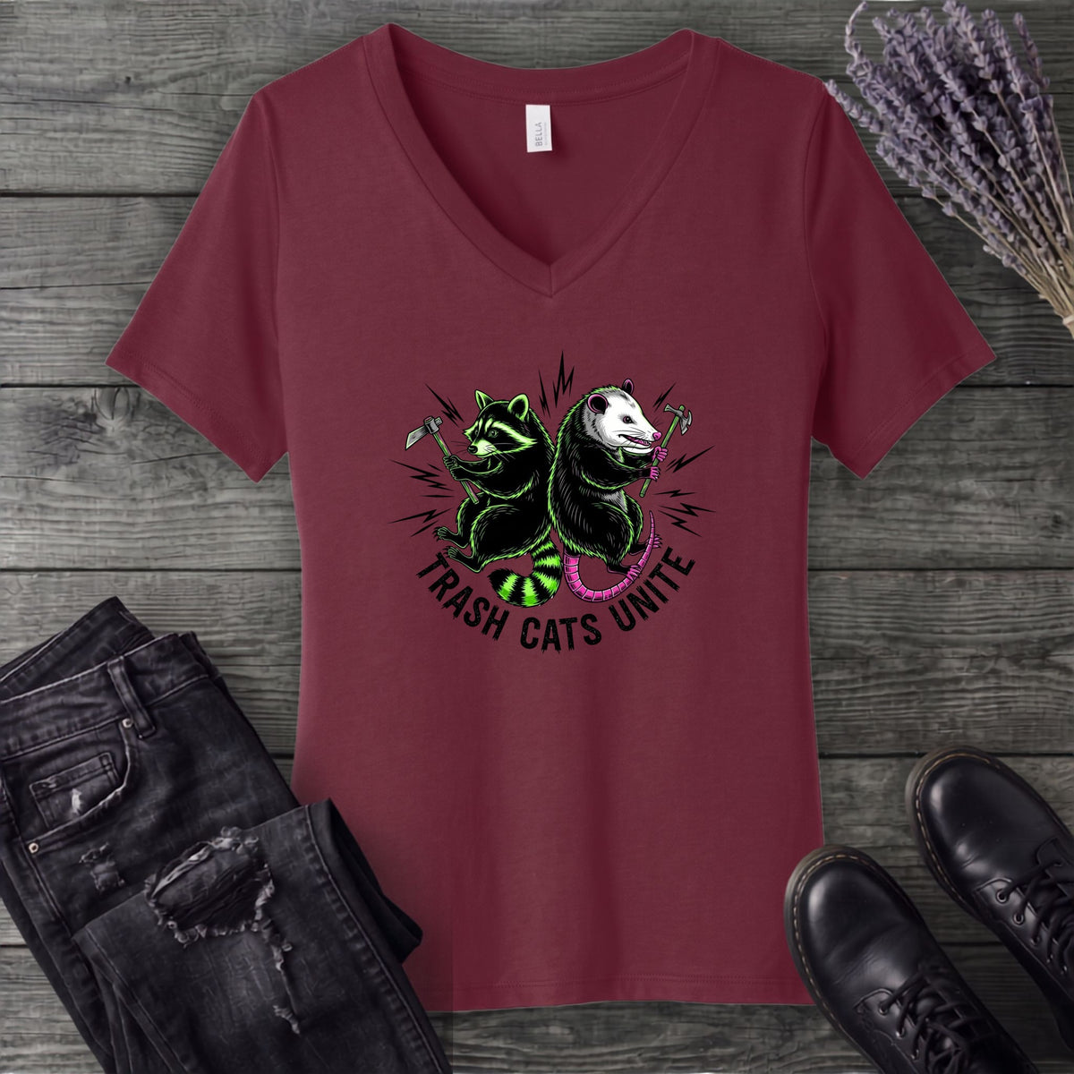 Trash Cats Unite V-Neck T-Shirt