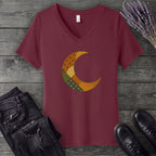 Patchwork Crescent Moon V-Neck T-Shirt