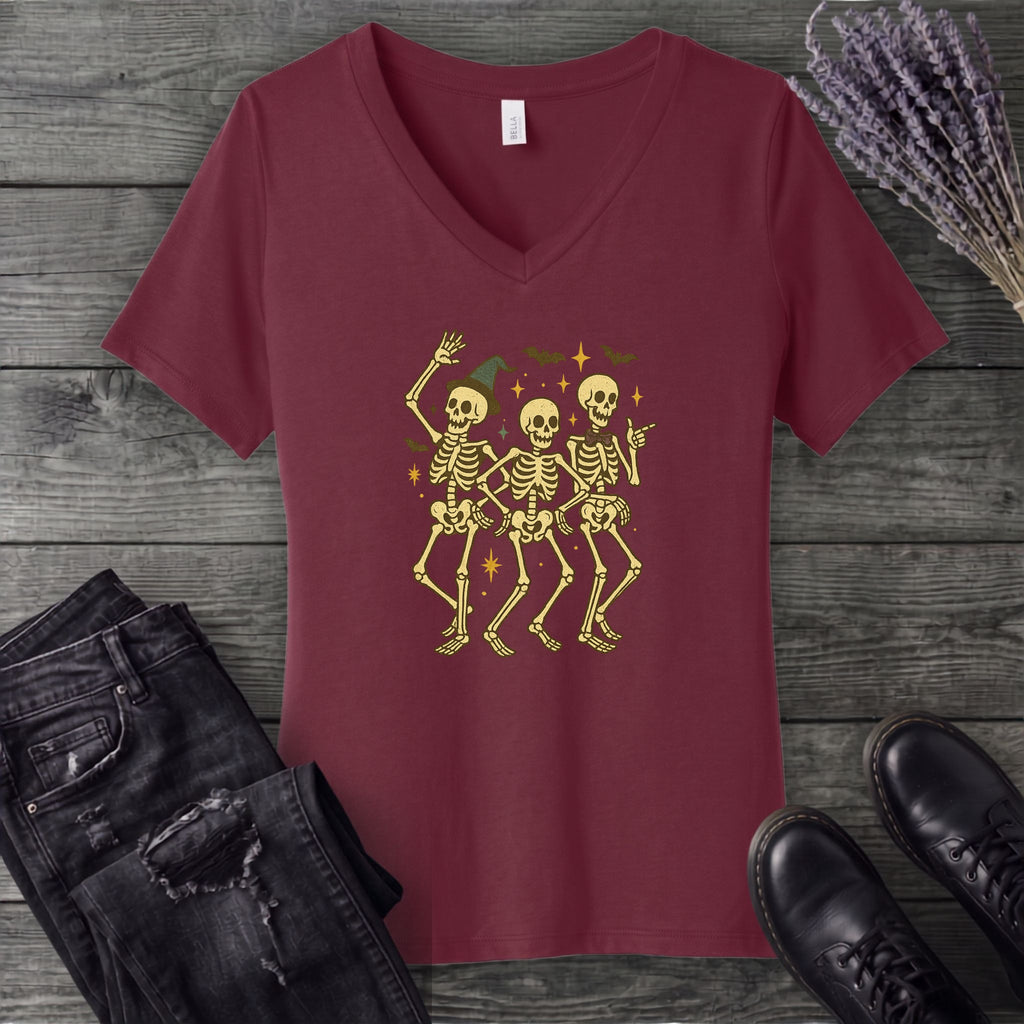Dancing Skeletons V-Neck T-Shirt