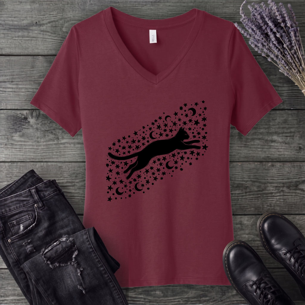 Celestial Cat V-Neck T-Shirt