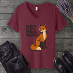 Foxy Feral Feminist V-Neck T-Shirt