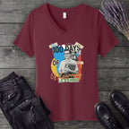 Old School 100 Days Of Learning V-Neck T-Shirt