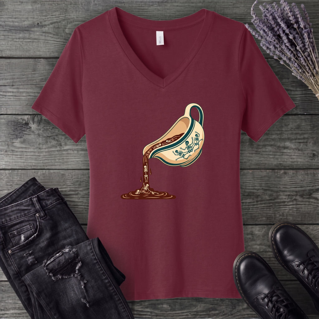 Skeleton Gravy Boat V-Neck T-Shirt