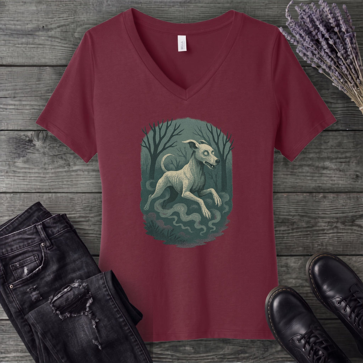 Woodland Spirits Hound V-Neck T-Shirt