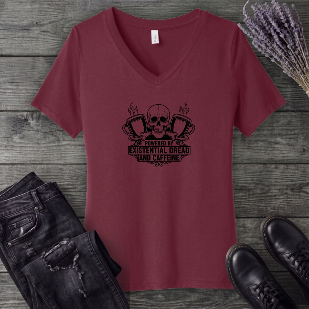 Powered By Dread And Caffeine V-Neck T-Shirt