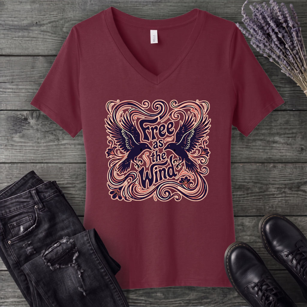 Free As The Wind Crows V-Neck T-Shirt