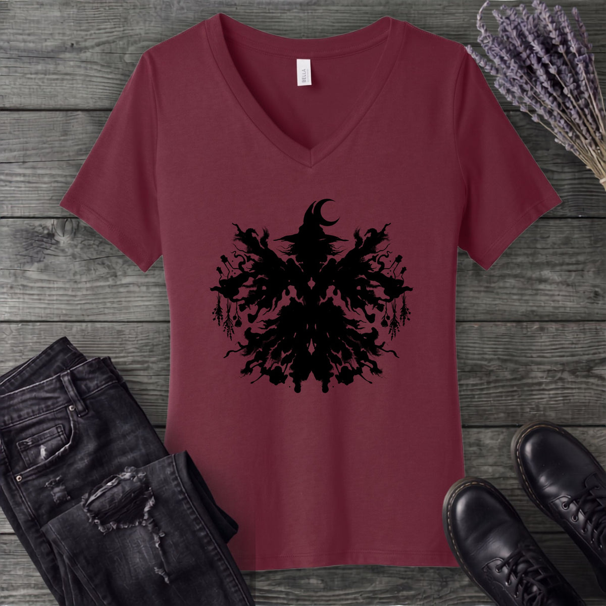 inkblot witch V-Neck T-Shirt