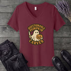 Questionable Pumpkin Carver V-Neck T-Shirt