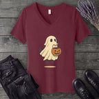 Ghost Dog Trick-Or-Treating V-Neck T-Shirt