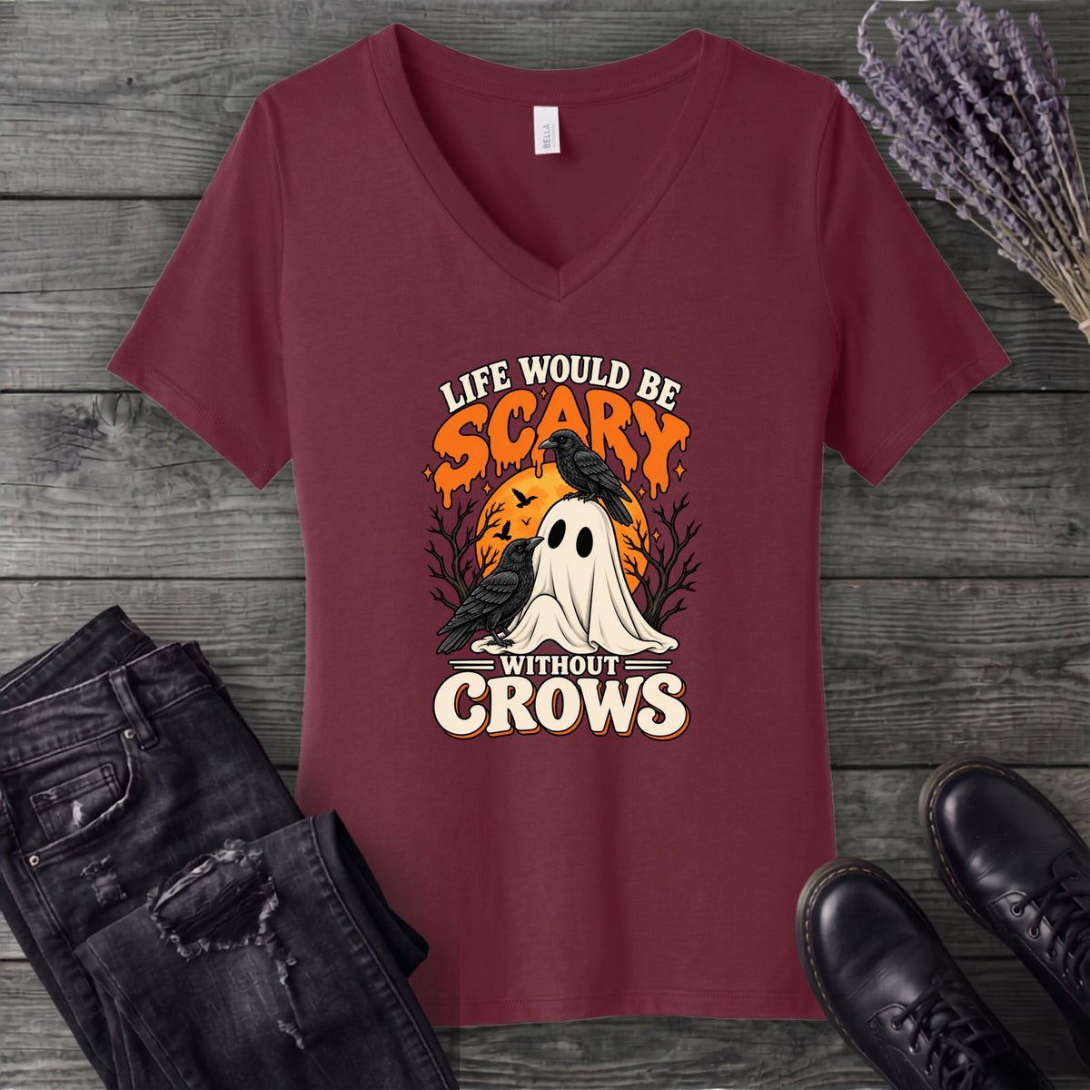 Life Would Be Scary Without Crows V-Neck T-Shirt