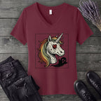 grunge zombie unicorn V-Neck T-Shirt