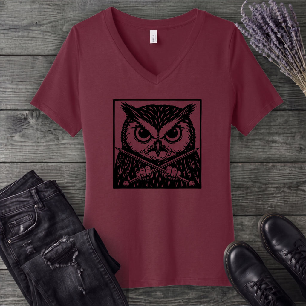 Owl Knitter V-Neck T-Shirt