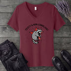 feisty non compliant raccoon V-Neck T-Shirt