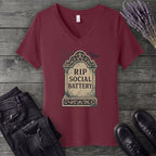 RIP Social Battery V-Neck T-Shirt