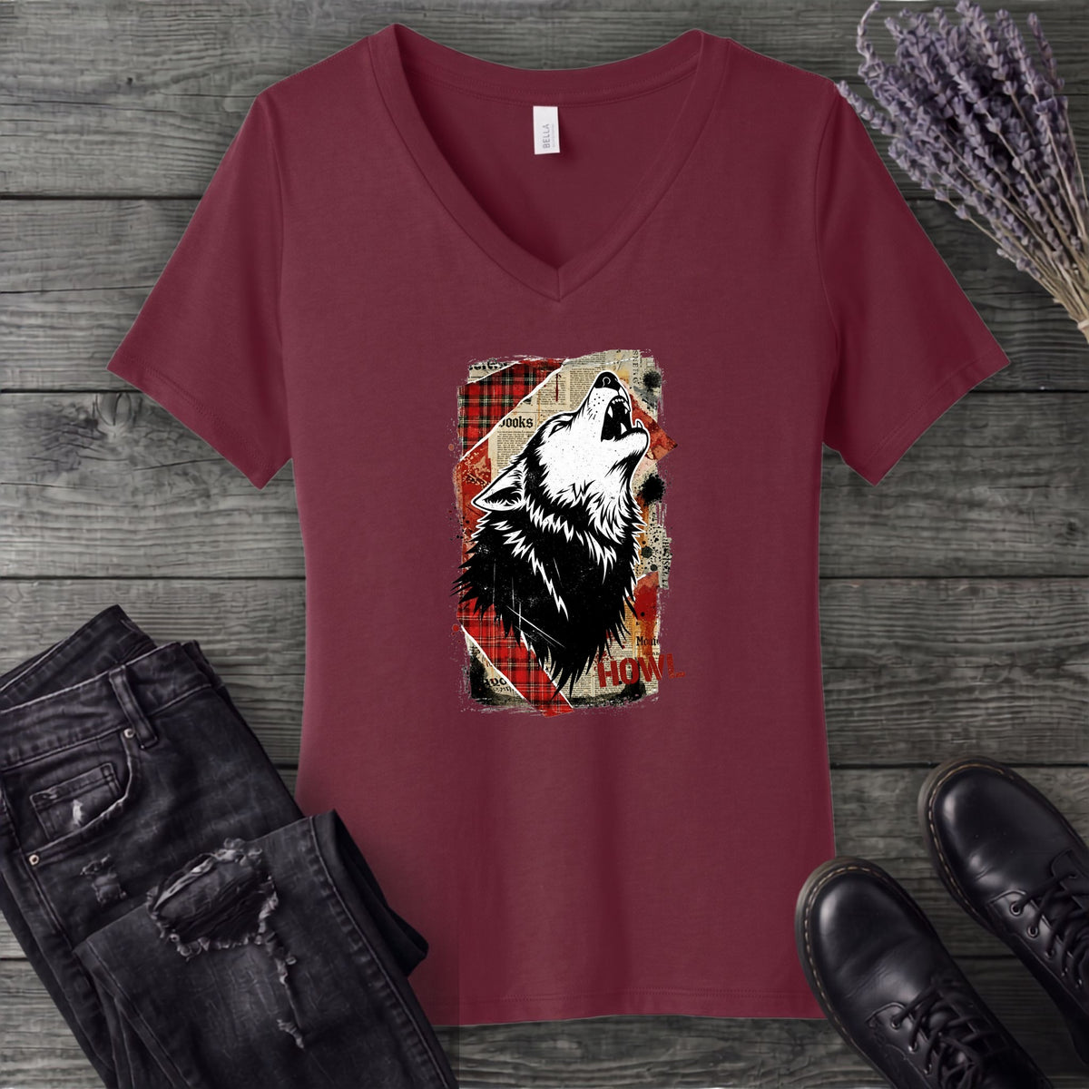 Grunge Howl Collage V-Neck T-Shirt
