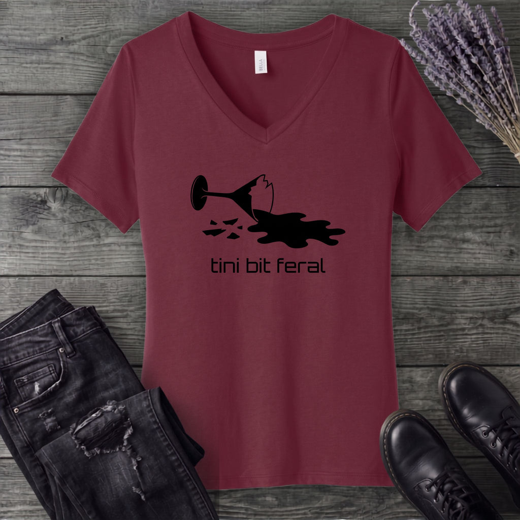 tini bit feral V-Neck T-Shirt