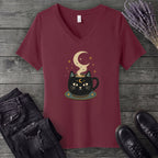 Celestial Cat Coffee V-Neck T-Shirt