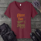 Fierce As Fire Soft As Moss V-Neck T-Shirt