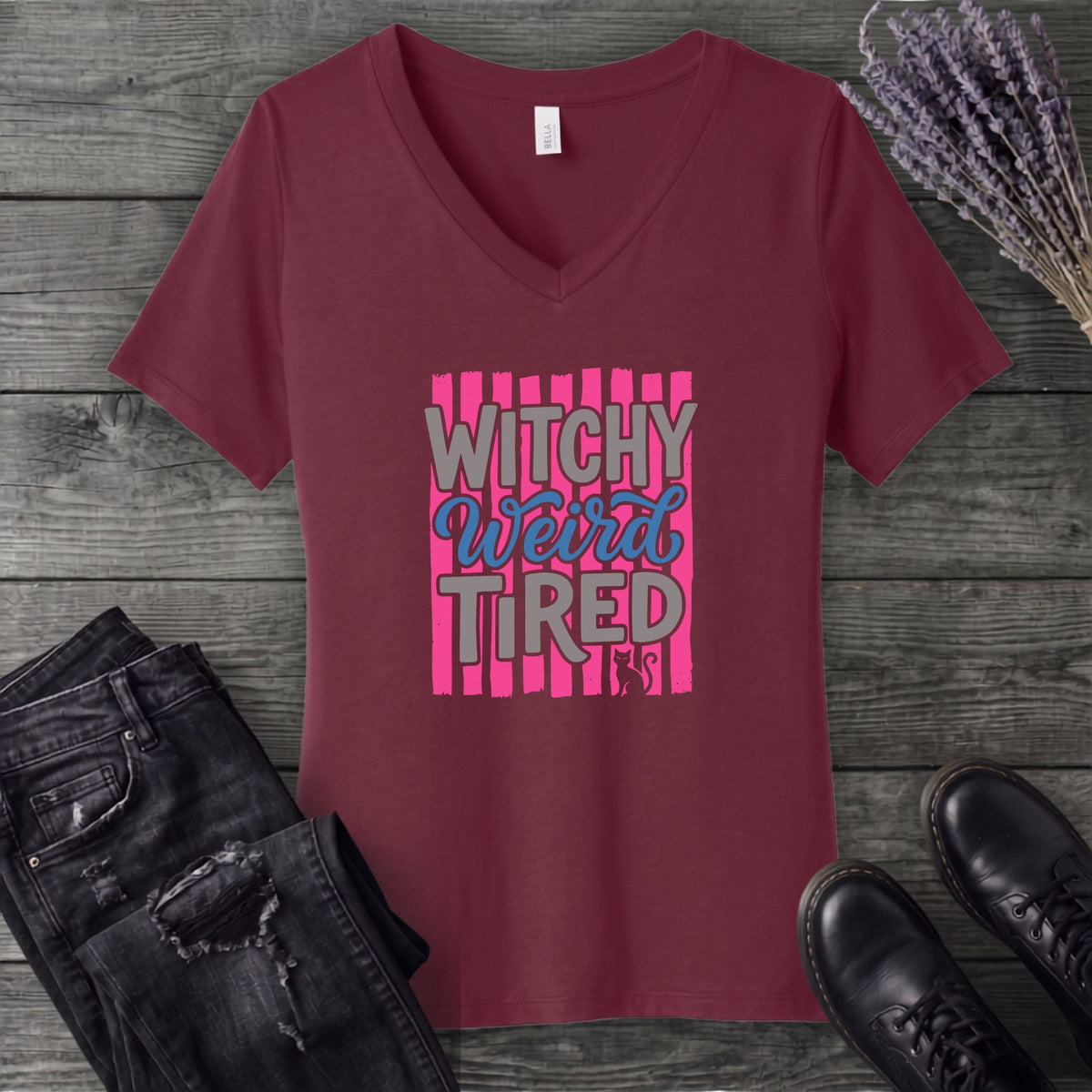 Witchy Weird Tired V-Neck T-Shirt
