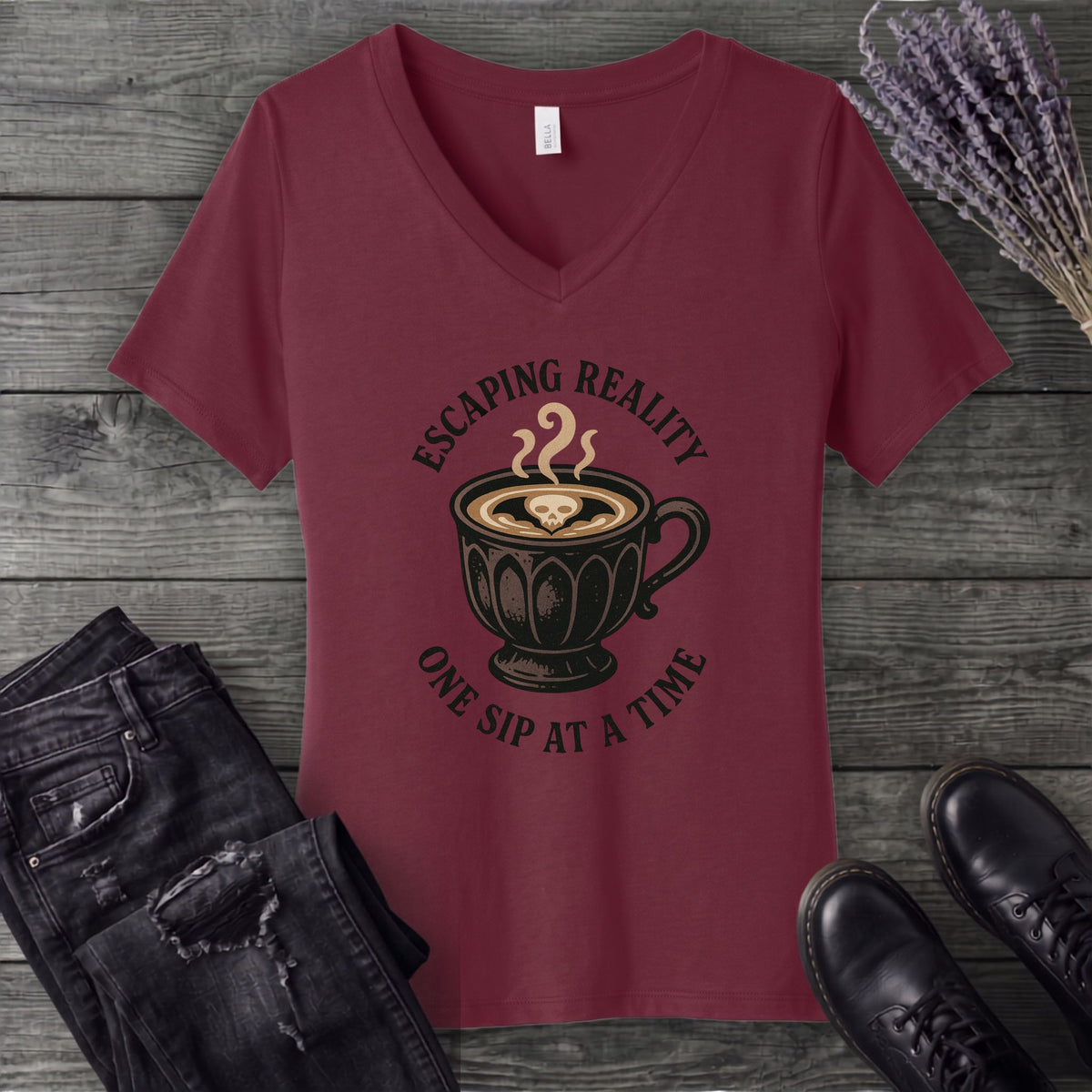 Escaping Reality One Sip At A Time V-Neck T-Shirt