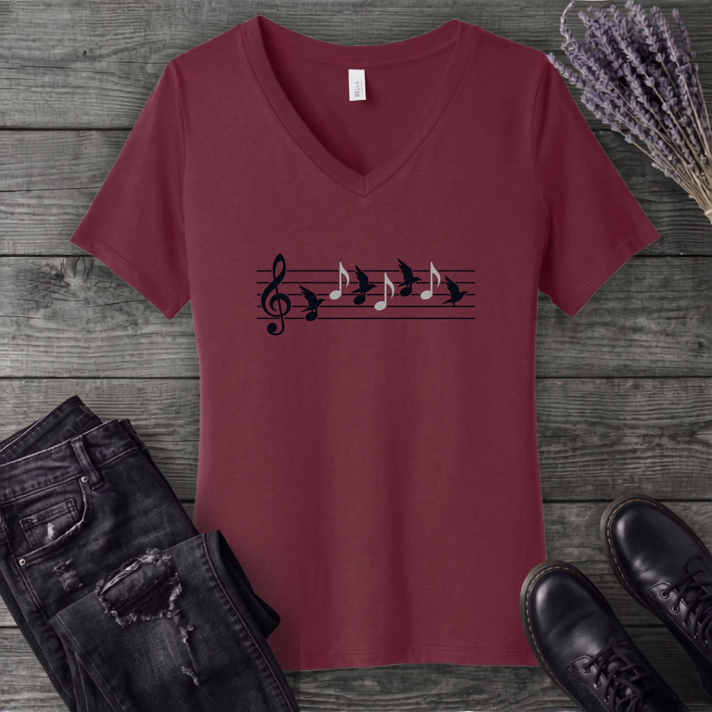 Music In Flight V-Neck T-Shirt