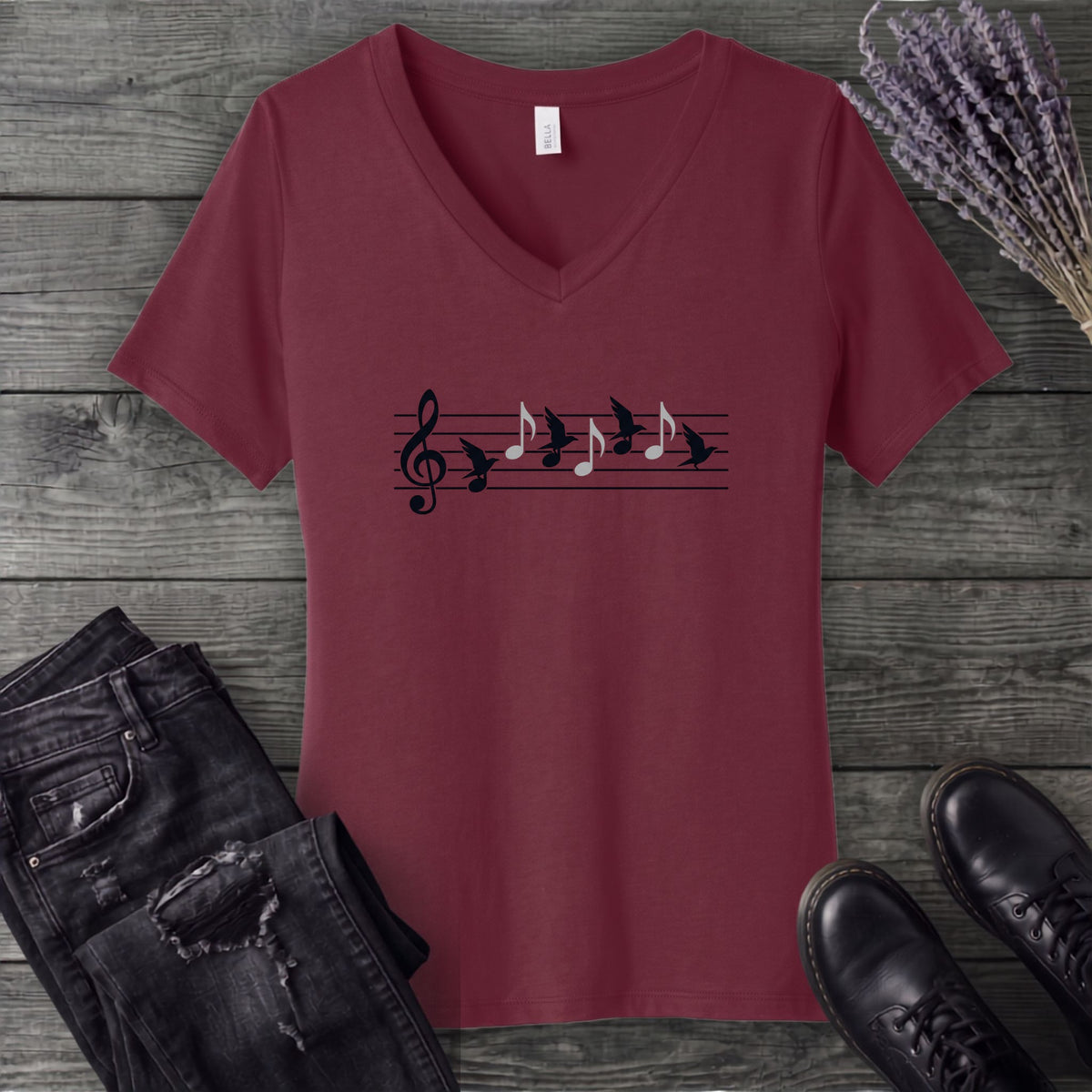 Music In Flight V-Neck T-Shirt