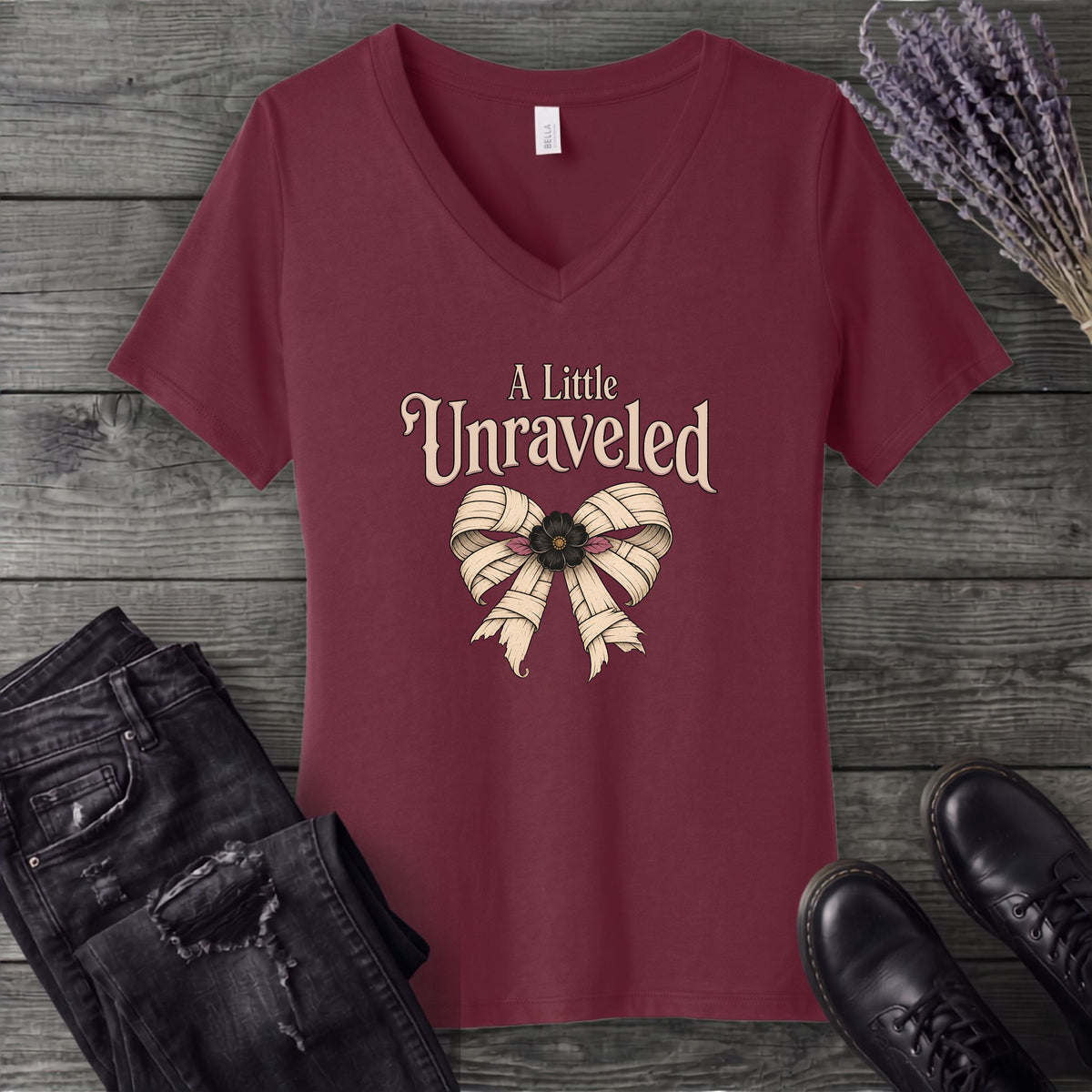 A Little Unraveled V-Neck T-Shirt