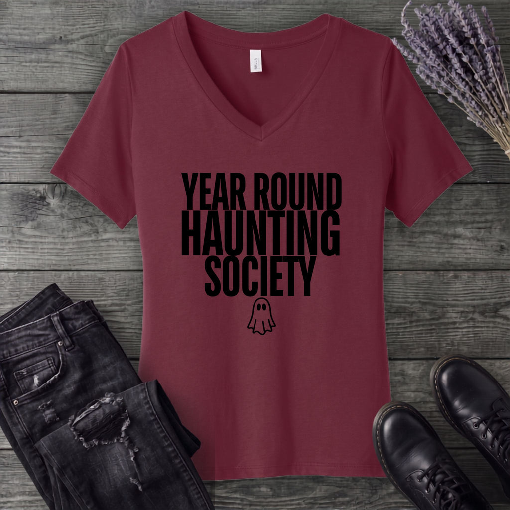 Year Round Haunting Society V-Neck T-Shirt
