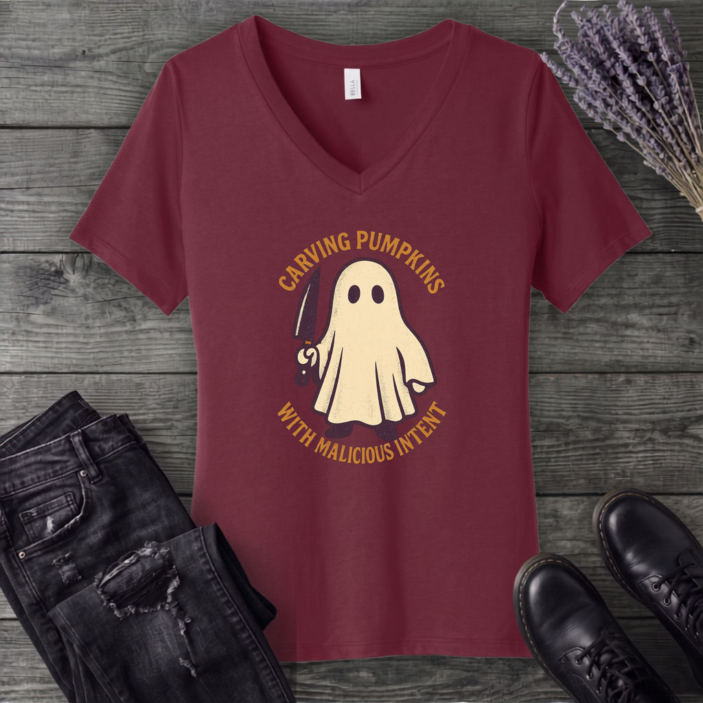 Carving With Malicious Intent V-Neck T-Shirt