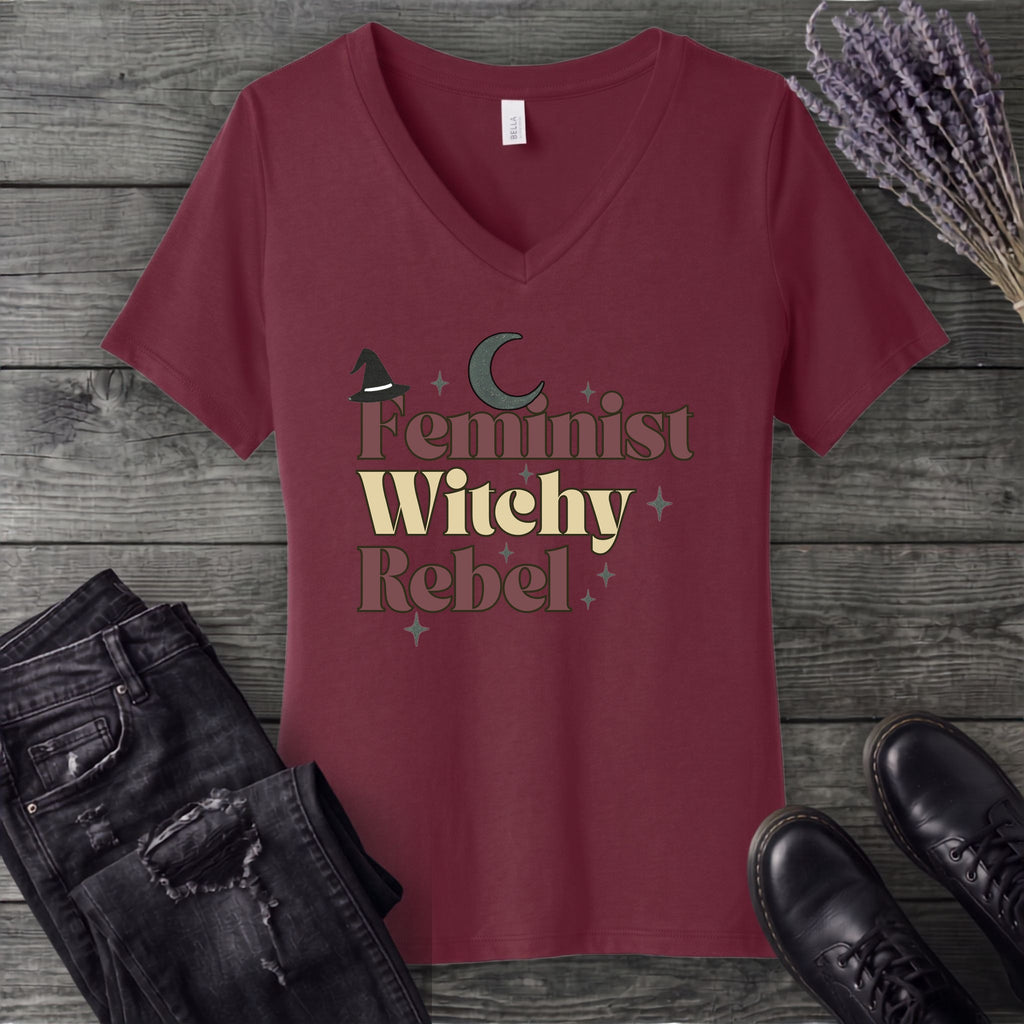 Feminist Witchy Rebel V-Neck T-Shirt