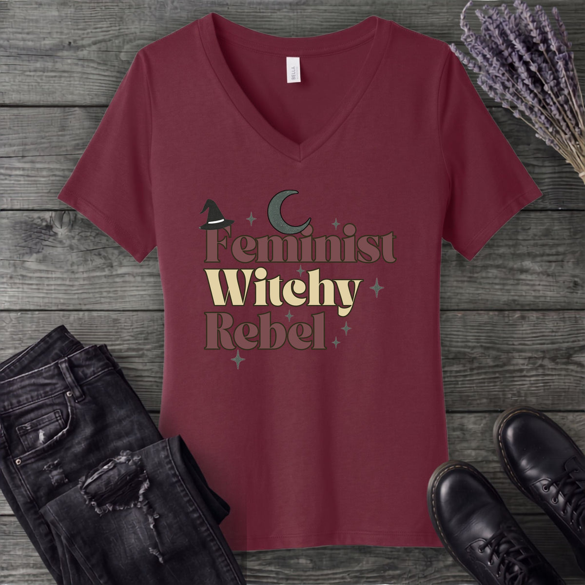 Feminist Witchy Rebel V-Neck T-Shirt