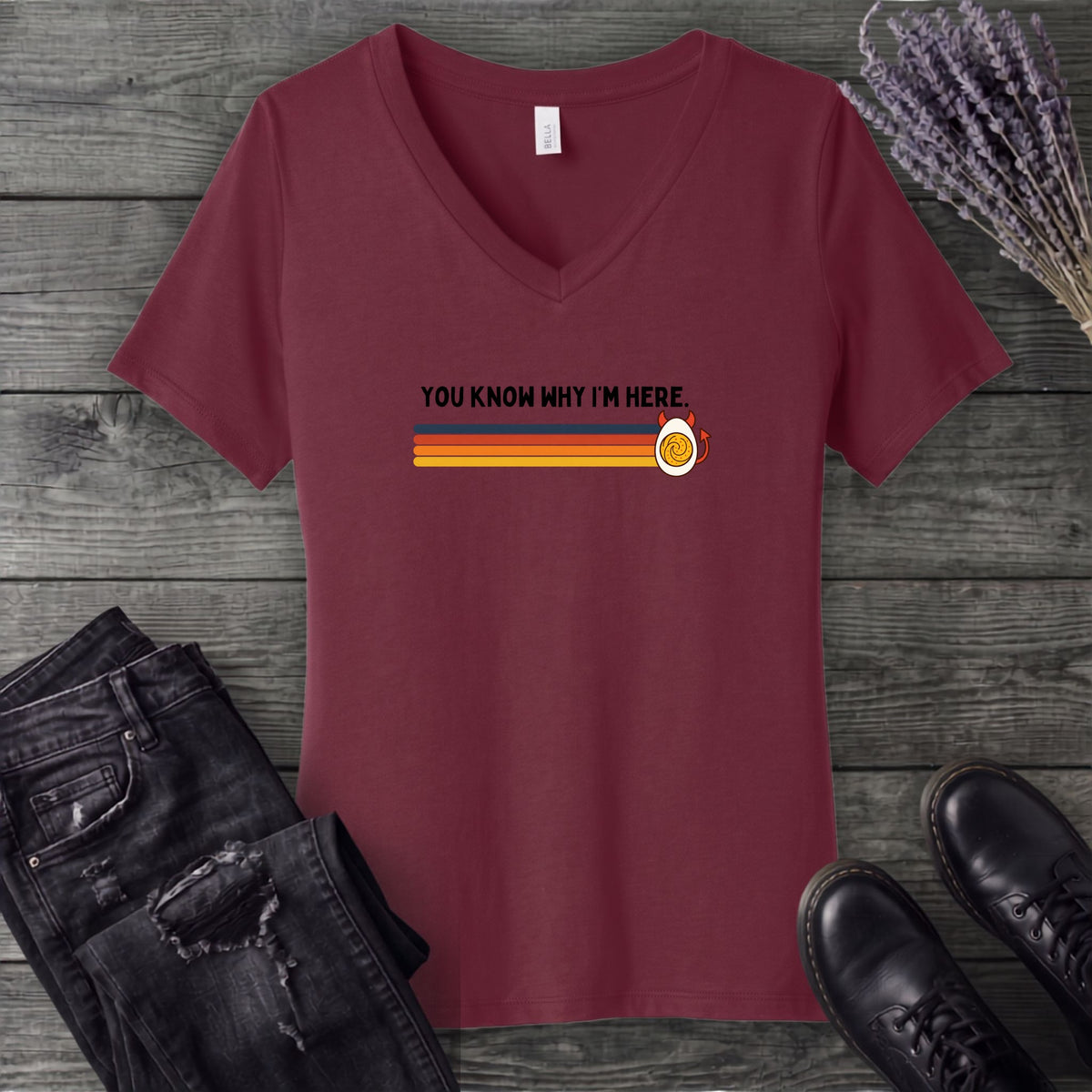 Retro Deviled Egg V-Neck T-Shirt
