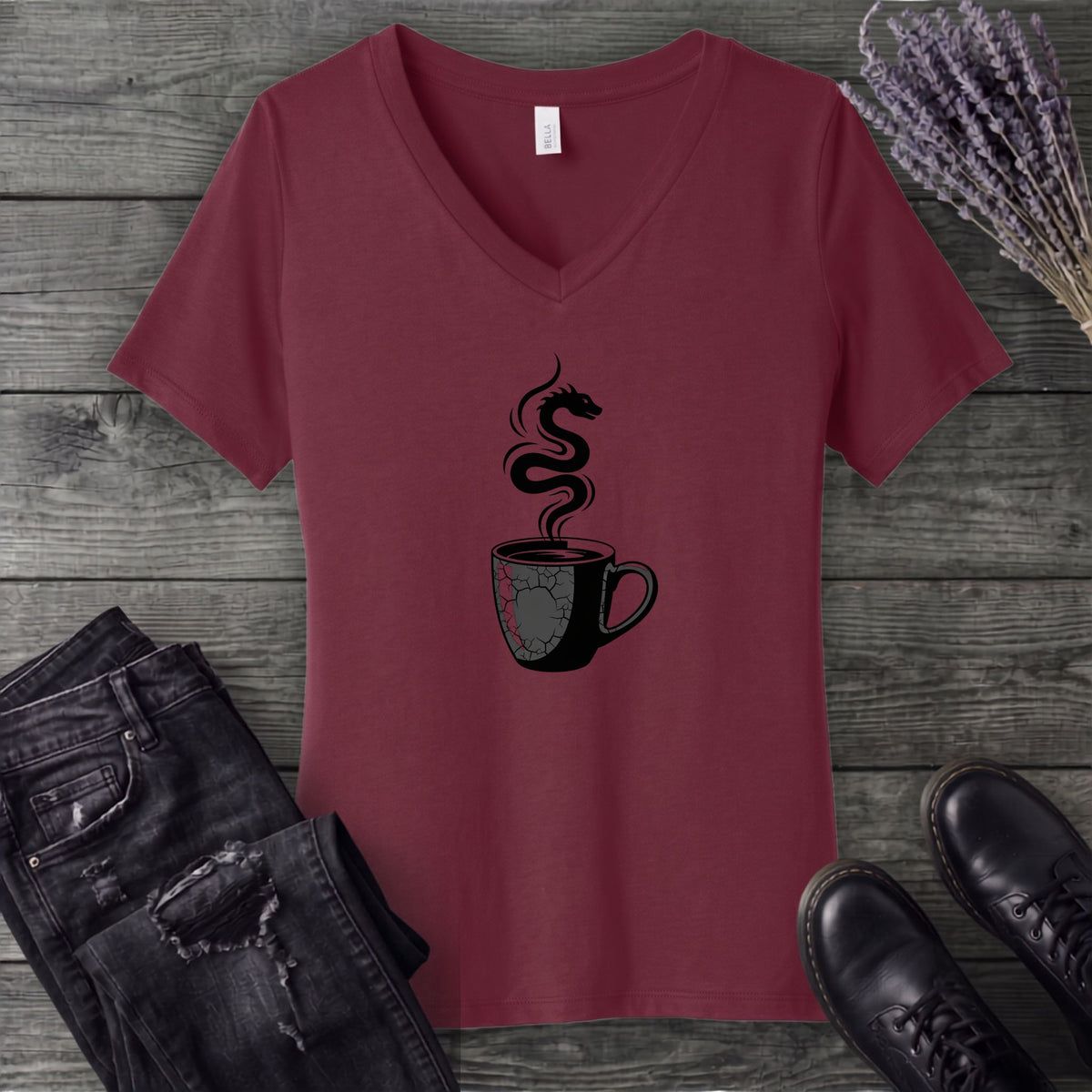 Dragon Coffee V-Neck T-Shirt