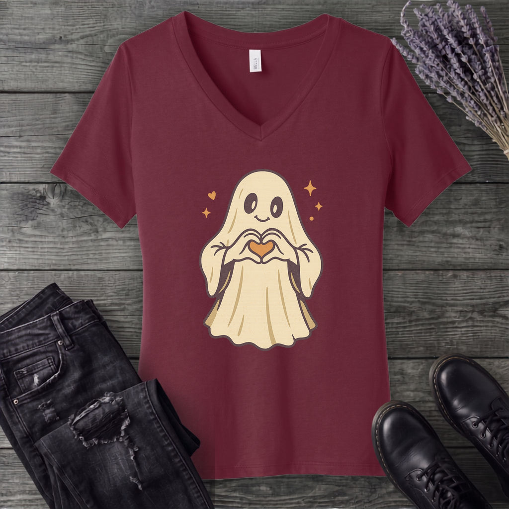 Ghost Heart Hands V-Neck T-Shirt