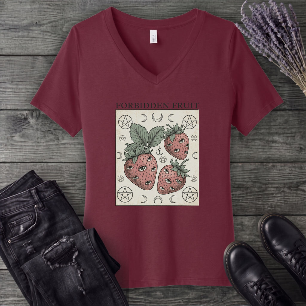 Forbidden Fruit Strawberries V-Neck T-Shirt