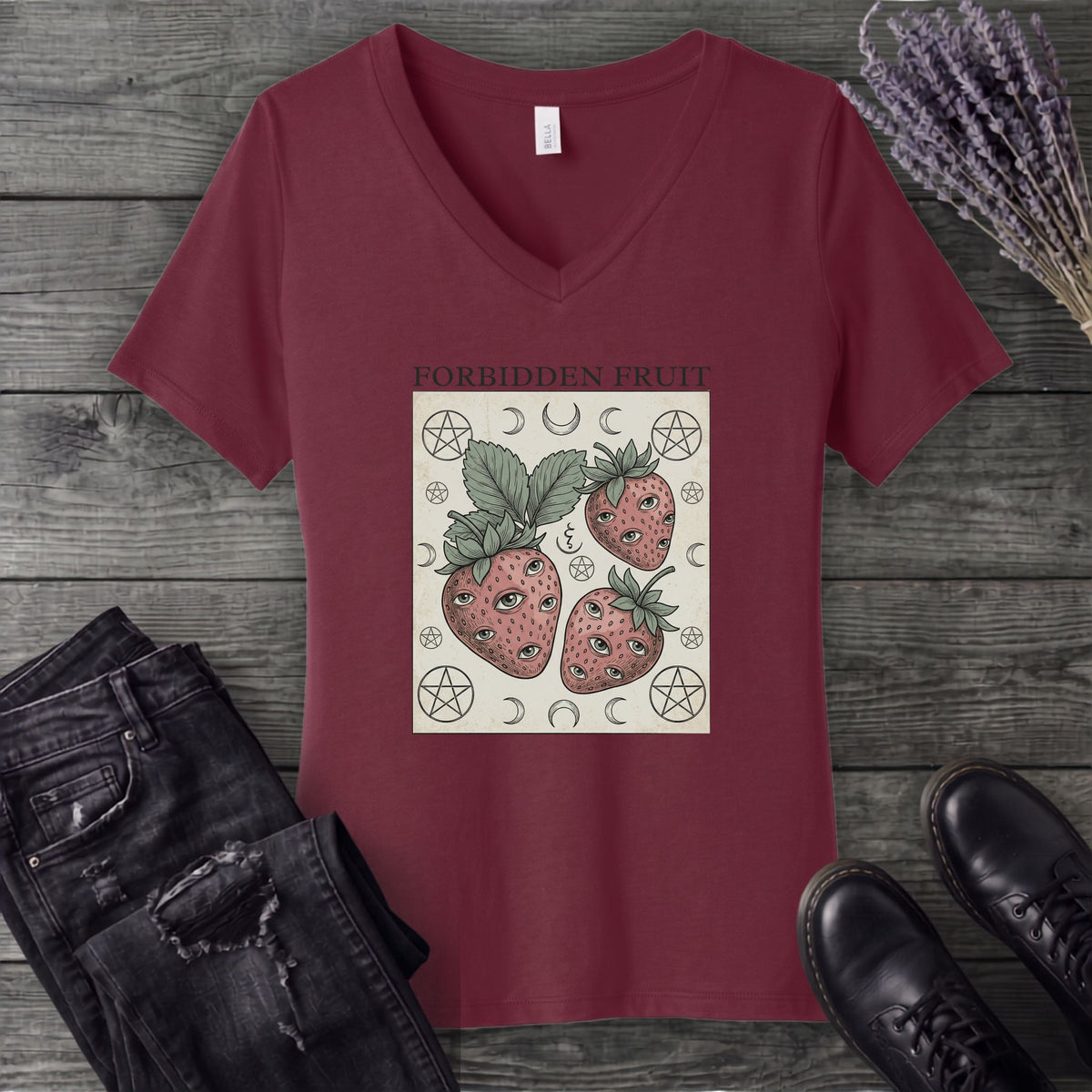 Forbidden Fruit Strawberries V-Neck T-Shirt