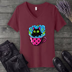 Cat Heart Mug Y2k 90s V-Neck T-Shirt