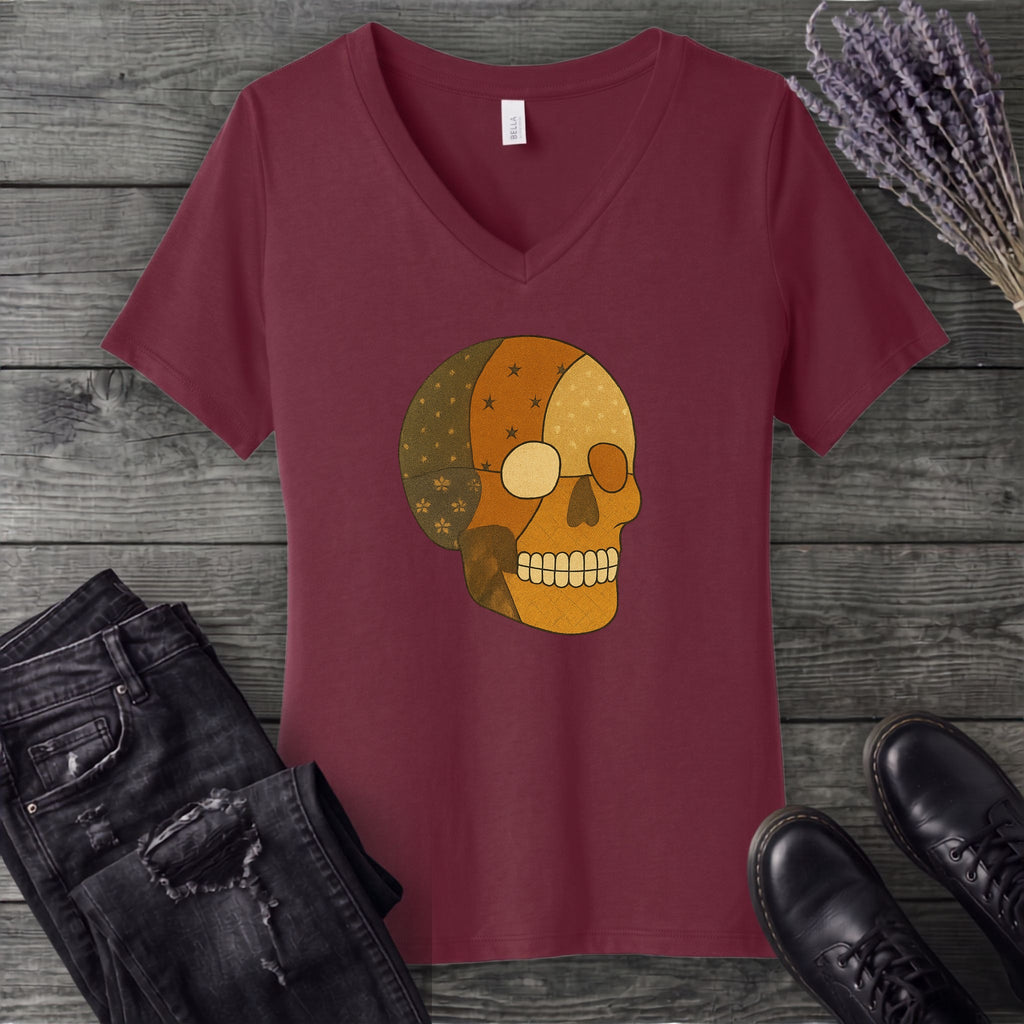 Patchwork Skull V-Neck T-Shirt