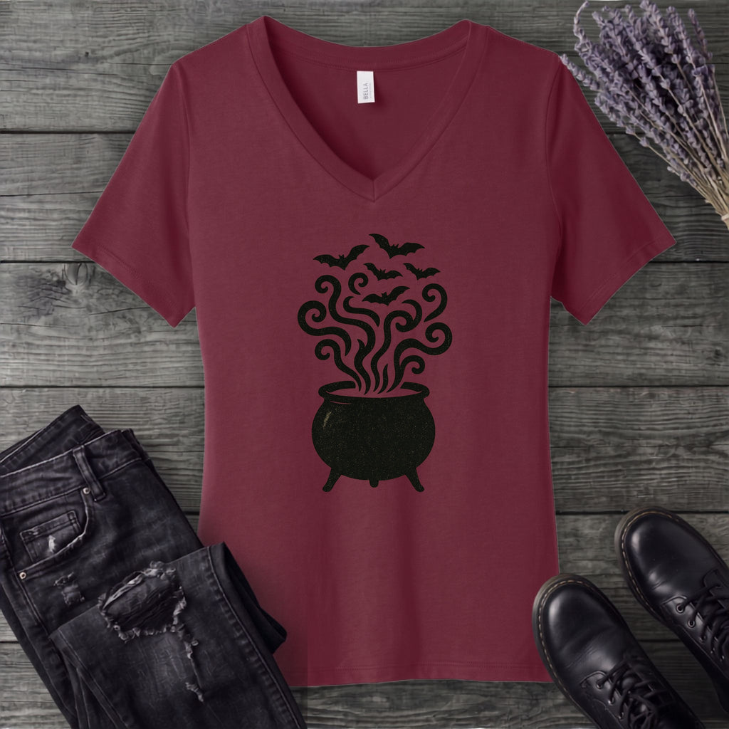Bat Cauldron V-Neck T-Shirt