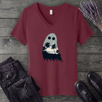 tropical ghost silhouette V-Neck T-Shirt