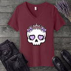 Cute Princess Skull V-Neck T-Shirt