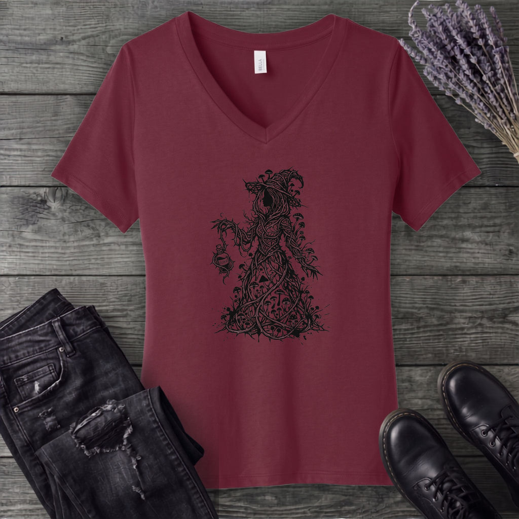 mushroom witch V-Neck T-Shirt