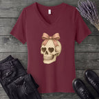 Coquette Skull V-Neck T-Shirt