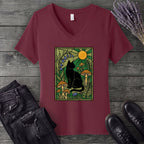 stained glass garden cat V-Neck T-Shirt