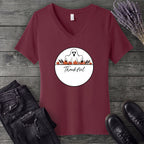 Ghost Thankful Badge V-Neck T-Shirt