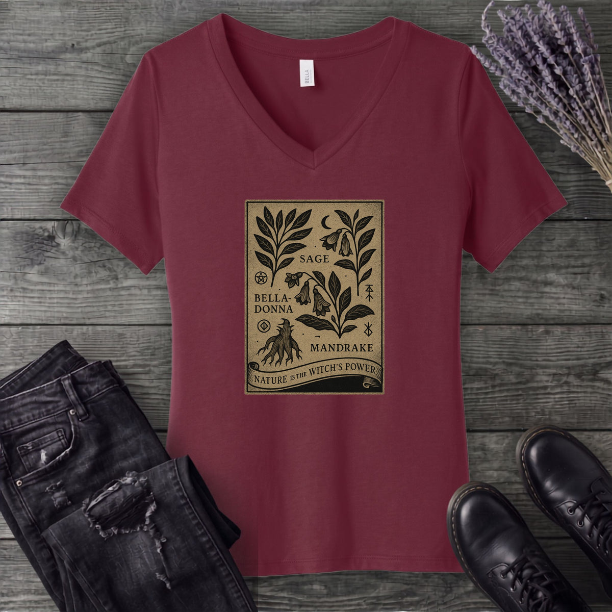 Nature Is The Witchs Power V-Neck T-Shirt